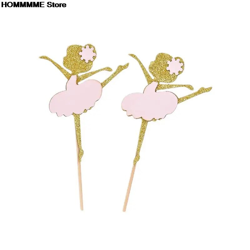 10 vnt. aukso blizgučiai šokančių mergaičių balerinų pyragaičių pyragaičių tortų rinkiniai vestuvių vakarėliui, nuotakos gimtadienio dekoravimui