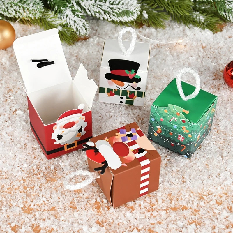 10 vnt Kalėdų saldainių dėžutė Animacinių filmų meduolių namelis sausainių dovanų pakavimo dėžutė 2024 Kalėdų Naujųjų Metų vakarėlio dekoras Kalėdų eglutės papuošalas