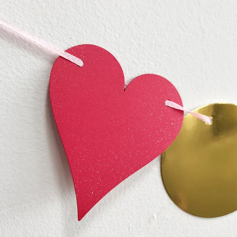 Vestuvių vakarėlio dekoravimas Širdies meilės girlianda Valentino diena Kabantys spalvotos reklamjuostės Vestuvių atmosferos dekoratyviniai reikmenys