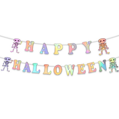 Halloween Party Πολύχρωμο γράμμα Σημαία Halloween Happy Ghost House Φεστιβάλ φαντασμάτων Φόντο Φεστιβάλ Φεστιβάλ Φόντο Γιρλάντα DIY Διακόσμηση σπιτιού