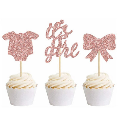 12db kék rózsaszín cupcake topper a nemek feltárásához Baby Shower gyerekeknek születésnapi parti díszek fiú lányok születésnapi parti kellékei