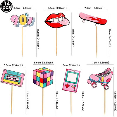 Retro Throwback Cupcake Toppers 80s 90s Θέμα Διακοσμήσεις τούρτας γενεθλίων Radio BoomBox Cupcake Topper Decade Μπομπονιέρες για πάρτι