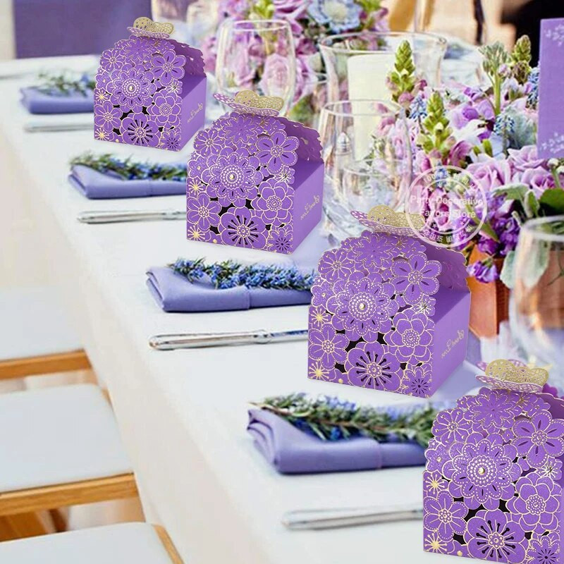 10/20 vnt Vestuvių malonumų saldainių dėžutės Drugelis šokolado dovanų pakavimo dėžutė svečiams Gimtadienio vakarėlio kūdikių dušo dekoro reikmenys