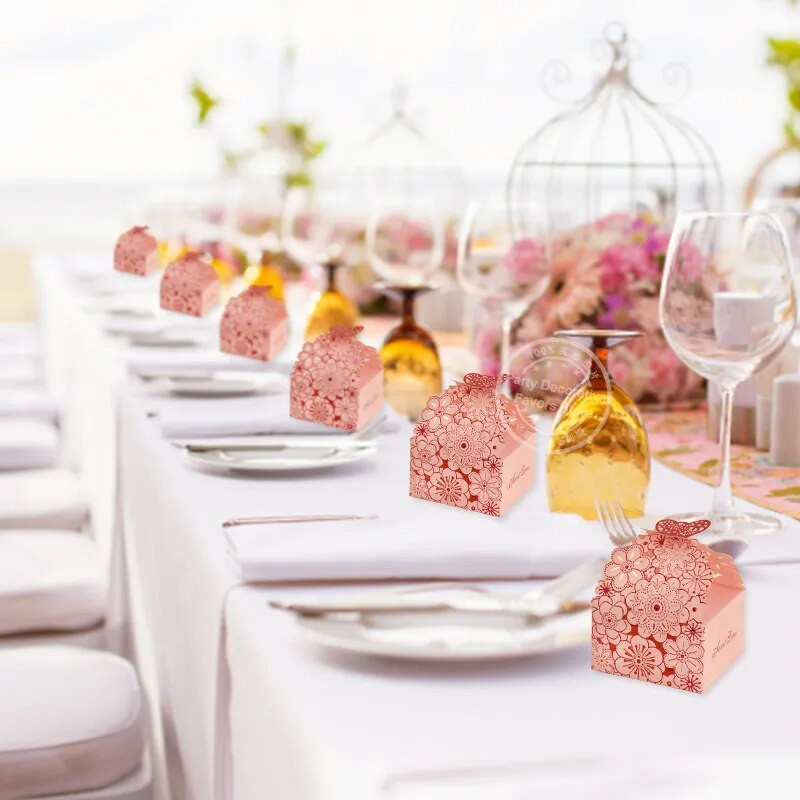 10/20 vnt Vestuvių malonumų saldainių dėžutės Drugelis šokolado dovanų pakavimo dėžutė svečiams Gimtadienio vakarėlio kūdikių dušo dekoro reikmenys