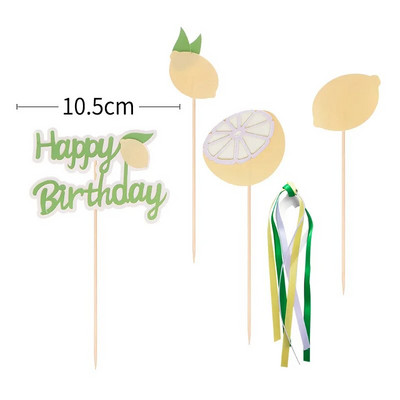 Summer Fresh Wind Happy Birthday Cake Topper Small Daisy Lemon Decoration Party Supplies Αξεσουάρ ψησίματος