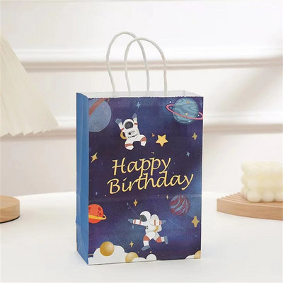 Χάρτινη τσάντα δώρου Happy Birthday 4 τμχ με λαβή Happy Birthday Party Candy τσάντες συσκευασίας Παιδικές τσάντες για μπομπονιέρες γενεθλίων