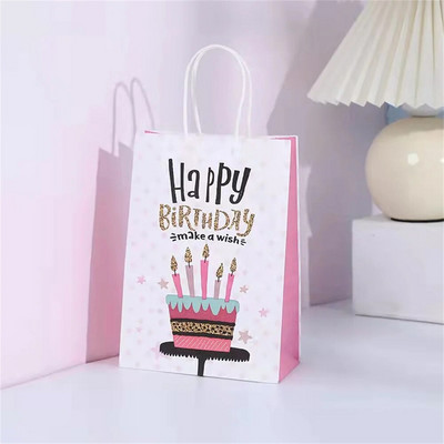 Χάρτινη τσάντα δώρου Happy Birthday 4 τμχ με λαβή Happy Birthday Party Candy τσάντες συσκευασίας Παιδικές τσάντες για μπομπονιέρες γενεθλίων