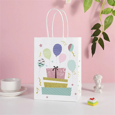 Χάρτινη τσάντα δώρου Happy Birthday 4 τμχ με λαβή Happy Birthday Party Candy τσάντες συσκευασίας Παιδικές τσάντες για μπομπονιέρες γενεθλίων