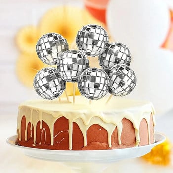 12Pcs Disco Ball Cake toppers 80s 90s Retro party Disco Cake Decor Night Fever Party Disco Dance Birthday Party Supplies