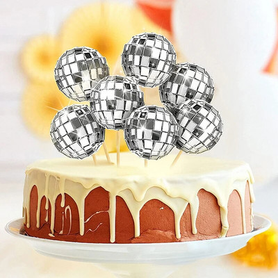 12tk Disco Ball koogipead 80ndad 90ndad Retropeod Disco Cake Decor Night Fever Party Disco Tantsu sünnipäevapeo tarvikud