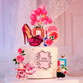 Happy Birthday Cake Topper Tea Balloon Party Θέμα Διακόσμηση Άρωμα Ψηλοτάκουνα Κραγιόν Καλλυντικά Προμήθειες Μπομπονιέρες