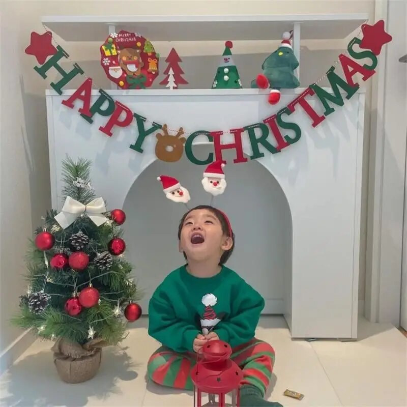 InsCreative Kalėdų Veltinio Raidės Vėliava traukiama Vaikams Linksmų Kalėdų Naujųjų Metų Navidad Fone Kabanti palaidinė girlianda Suppli