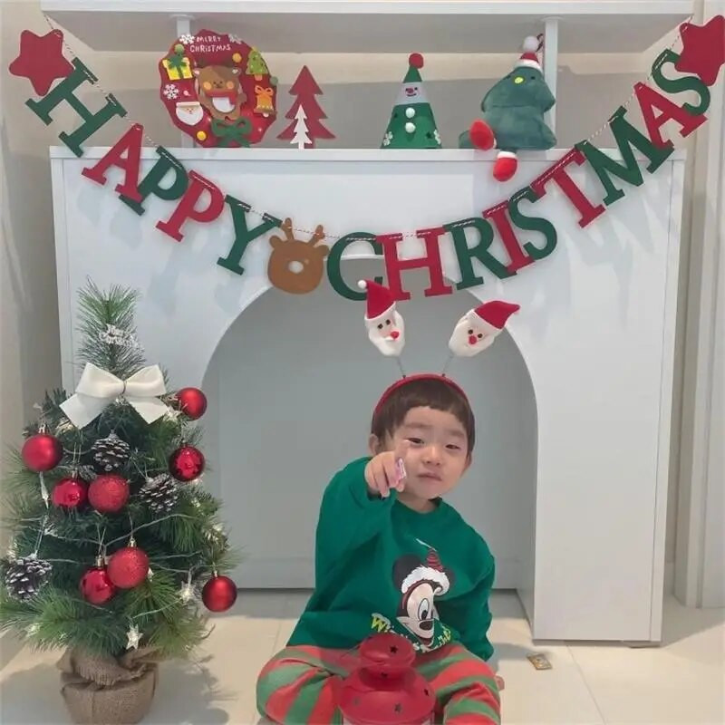 InsCreative Kalėdų Veltinio Raidės Vėliava traukiama Vaikams Linksmų Kalėdų Naujųjų Metų Navidad Fone Kabanti palaidinė girlianda Suppli