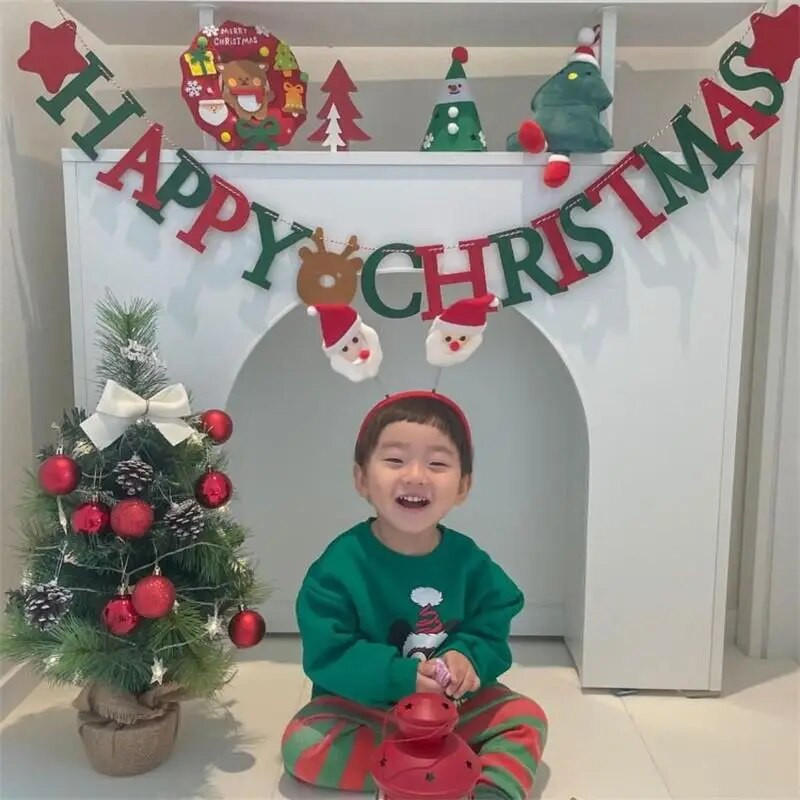 InsCreative Kalėdų Veltinio Raidės Vėliava traukiama Vaikams Linksmų Kalėdų Naujųjų Metų Navidad Fone Kabanti palaidinė girlianda Suppli