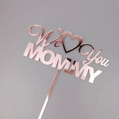 New Best Μαμά Ακρυλικό Κέικ Topper Ροζ Χρυσό We Love You Mommy for Mother`s Day Mam Birthday Party Decorations
