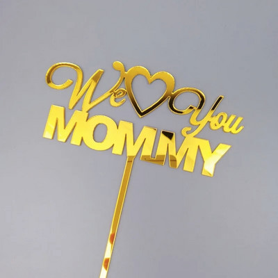 New Best Μαμά Ακρυλικό Κέικ Topper Ροζ Χρυσό We Love You Mommy for Mother`s Day Mam Birthday Party Decorations
