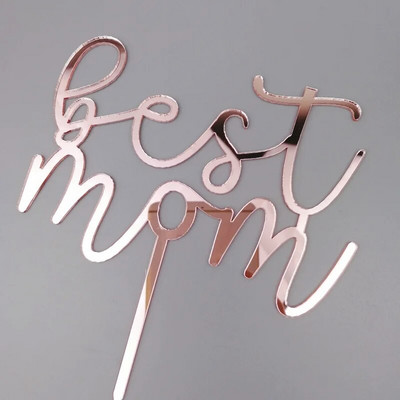New Best Μαμά Ακρυλικό Κέικ Topper Ροζ Χρυσό We Love You Mommy for Mother`s Day Mam Birthday Party Decorations