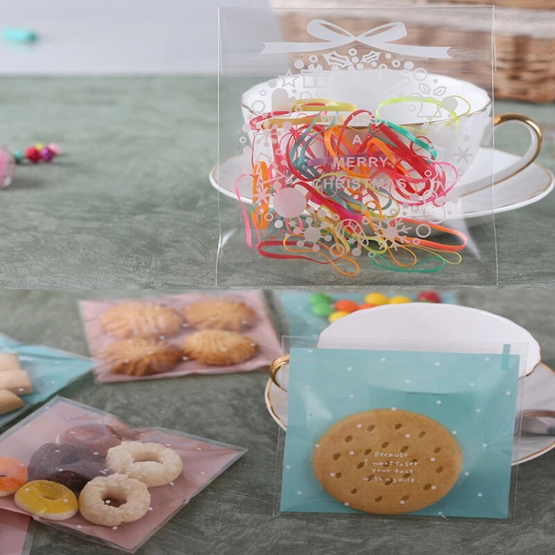 100 vienetų gyvūnų kraštovaizdžio rašto plastikinis maišelis Kalėdų dovanų maišelis Vestuvių saldainių maišelis OPP lipnus maišelis Šventiniam vakarėliui