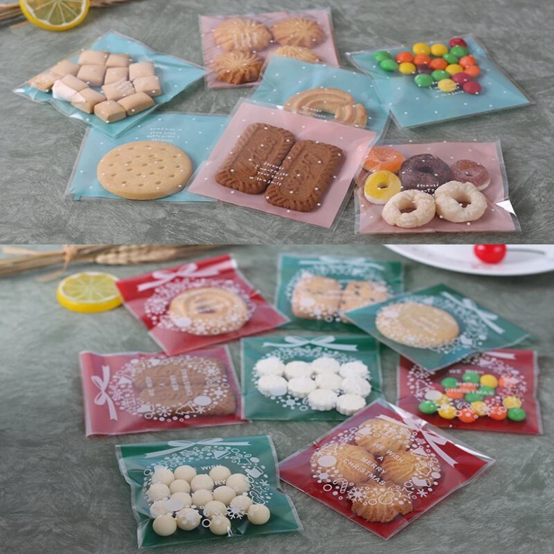 100 vienetų gyvūnų kraštovaizdžio rašto plastikinis maišelis Kalėdų dovanų maišelis Vestuvių saldainių maišelis OPP lipnus maišelis Šventiniam vakarėliui