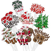 8/16Pcs Cartoon Topper Χριστουγεννιάτικου Τούρτας Santa Claus Xmas Tree Cupcake Topper για Πρωτοχρονιάτικο πάρτι Χριστουγεννιάτικο Διακόσμηση κέικ 2024 Navidad