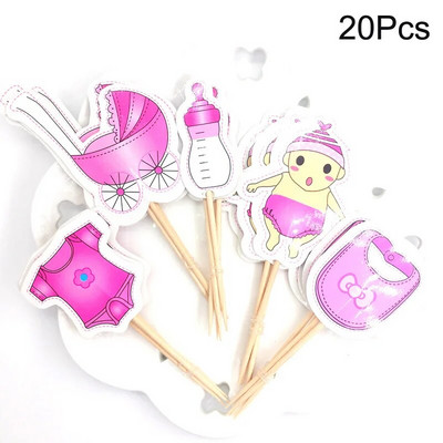 10 τμχ Διακοσμήσεις Baby Shower Its A Boy Girl Cupcake Topper Tools for 1st Birthday Party Favor Oh Baby Kids DIY Cake Decoration