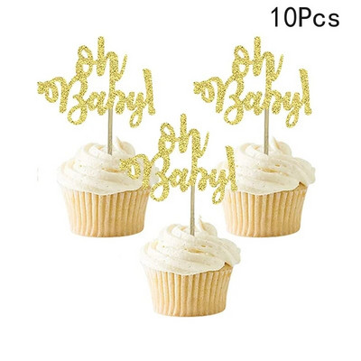 10 τμχ Διακοσμήσεις Baby Shower Its A Boy Girl Cupcake Topper Tools for 1st Birthday Party Favor Oh Baby Kids DIY Cake Decoration