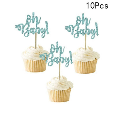 10 τμχ Διακοσμήσεις Baby Shower Its A Boy Girl Cupcake Topper Tools for 1st Birthday Party Favor Oh Baby Kids DIY Cake Decoration