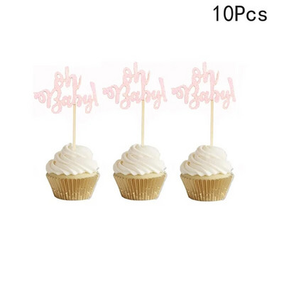 10 τμχ Διακοσμήσεις Baby Shower Its A Boy Girl Cupcake Topper Tools for 1st Birthday Party Favor Oh Baby Kids DIY Cake Decoration