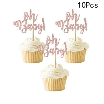 10 τμχ Διακοσμήσεις Baby Shower Its A Boy Girl Cupcake Topper Tools for 1st Birthday Party Favor Oh Baby Kids DIY Cake Decoration