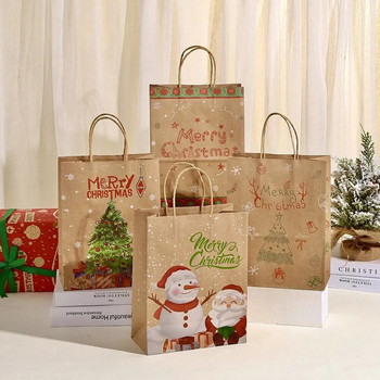 4/5 бр. Коледни хартиени подаръчни торбички за украса Дядо Коледа Снежен човек Бонбони Торбички за бисквитки Опаковъчни торбички Коледна украса 2023 г.