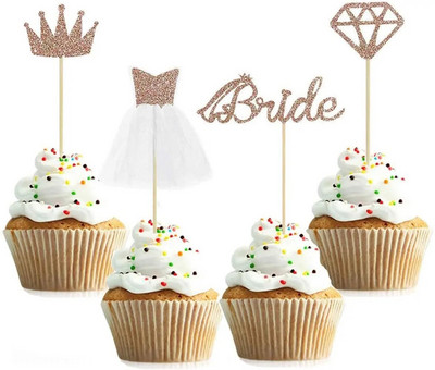 12 τμχ Bride To Be Cake Cupcake Toppers 3D διαμαντένιο δαχτυλίδι νυφικό για αρραβώνα Νυφικό ντους Bachelorette Διακόσμηση για πάρτι με κότες