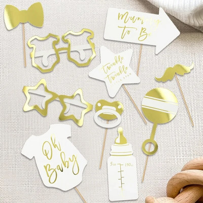 Oh Baby Photo Booth Props Mummy To Be Baby Shower Decoration for Baby Welcome Gender Reveal Kids 1st Birthday DIY Party Supplies