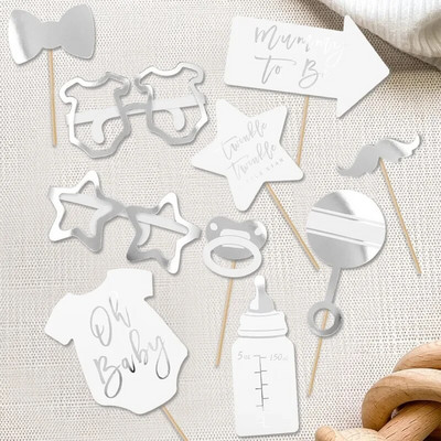 Oh Baby Photo Booth Props Mummy To Be Baby Shower Decoration for Baby Welcome Gender Reveal Kids 1st Birthday DIY Party Supplies