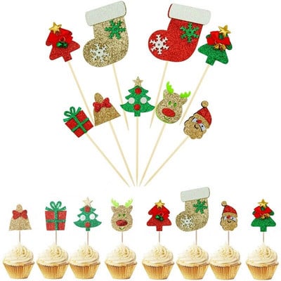 Toppers pentru cupcake de Crăciun, alegeri, cutii cadou roșu, cu sclipici, pentru cupcake, decorațiuni pentru acasă, pentru brad de Crăciun, pentru petreceri, favoruri