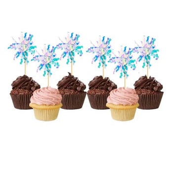 5 бр. Фойерверки Cupcake Topper Flags Цветна панделка Toppers Birthday Cake Toppers за сватба Деца Baby Shower парти декорации