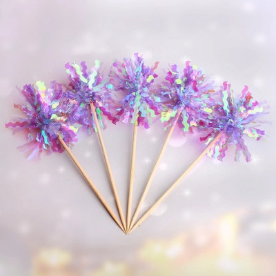 5 τμχ Πυροτεχνήματα Cupcake Topper Flags Πολύχρωμη κορδέλα Toppers τούρτας γενεθλίων για παιδικό γάμο Διακοσμήσεις πάρτι για μωρά