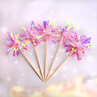 5 τμχ Πυροτεχνήματα Cupcake Topper Flags Πολύχρωμη κορδέλα Toppers τούρτας γενεθλίων για παιδικό γάμο Διακοσμήσεις πάρτι για μωρά