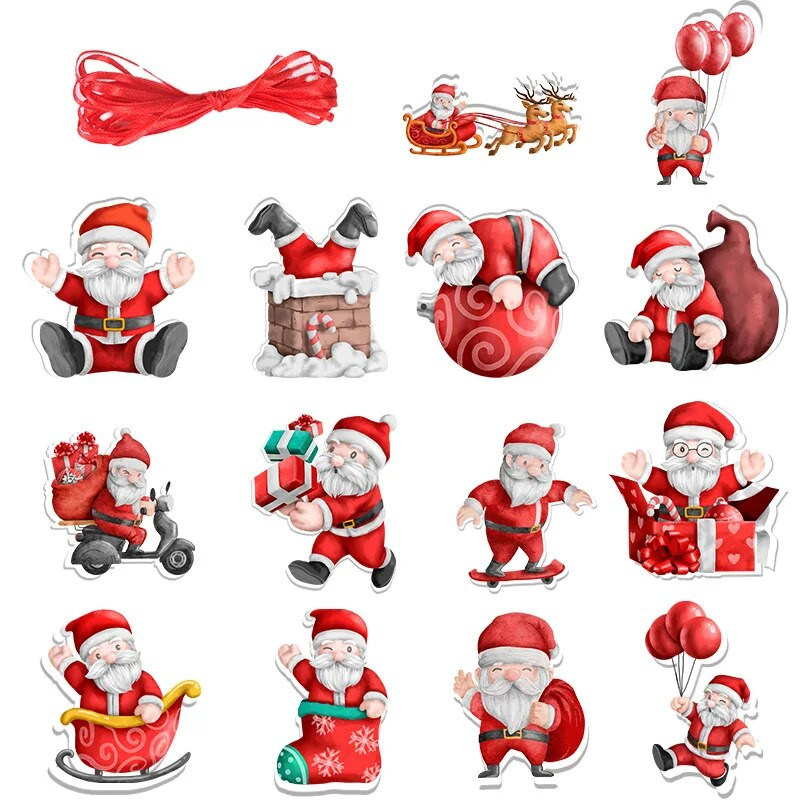 Kalėdų papuošalai Kalėdų Senelis traukia vėliavėles reklamjuostės Vaikams Linksmų Kalėdų prekybos centro langas girlianda Naujieji metai Navidad Kalėdų puošmena