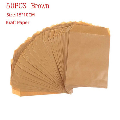 50 τεμ. 15*10 εκατοστά Wave Dot Kraft Χαρτί ζαχαροπλαστικής Τσάντες συσκευασίας Τσάντα ποπ κορν Τσάντα γενεθλίων προμήθειες περιτυλίγματος Εργαλείο ζαχαροπλαστικής