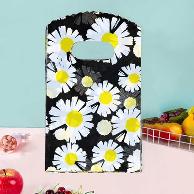 50τμχ 9x15cm Μικρή τσάντα κοσμήματος Μοτίβο πλαστική τσάντα Σκουλαρίκια Κάρτα μαλλιών Τσάντα δώρου Candy Cookie Party Favor Τσάντα συσκευασίας με χερούλι
