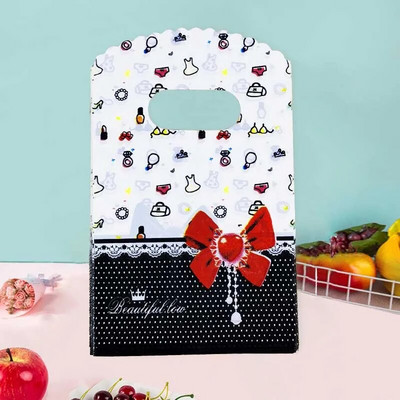50τμχ 9x15cm Μικρή τσάντα κοσμήματος Μοτίβο πλαστική τσάντα Σκουλαρίκια Κάρτα μαλλιών Τσάντα δώρου Candy Cookie Party Favor Τσάντα συσκευασίας με χερούλι