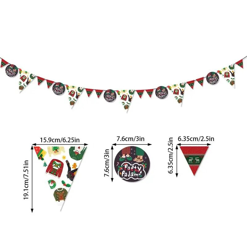 Kalėdinis pyragas Mielas pižama Laiškas Vėliava Vaikų Linksmų Kalėdų šventės vakarėlio fonas Kabanti šutvės girlianda „pasidaryk pats“ dekoracijos