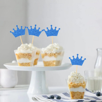 10Pcs Crown Cupcake Toppers Блестяща принцеса Избор на торта за Baby Shower Сувенири Декорации за 1-ви първи рожден ден Консумативи