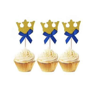 10 τμχ Crown Cupcake Toppers Glitter Princess Cake Επιλογές για μπομπονιέρες ντους μωρών Προμήθειες 1ου πρώτων γενεθλίων για πάρτι