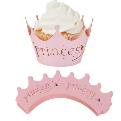 10 τμχ Crown Cupcake Toppers Glitter Princess Cake Επιλογές για μπομπονιέρες ντους μωρών Προμήθειες 1ου πρώτων γενεθλίων για πάρτι
