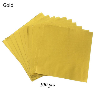 100 vnt 10x10 cm aliuminio folijos saldainiai šokoladiniai sausainiai skardinis vyniojamasis popierius „pasidaryk pats“ metalinis įspaudimas dovanų amatų popierius pakavimo popierius