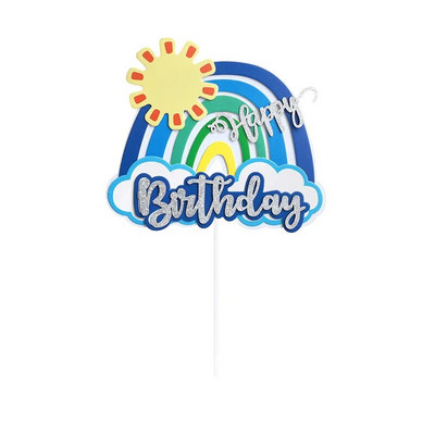 Happy Birthday Cake Topper Rainbow Heart Cake Supplies for Baby Shower Kids Adult 1st Birthday Favor Party Supplies