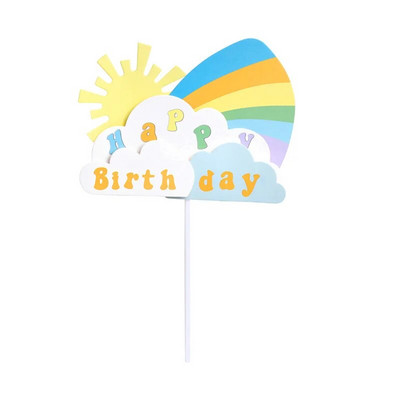 Happy Birthday Cake Topper Rainbow Heart Cake Supplies for Baby Shower Kids Adult 1st Birthday Favor Party Supplies