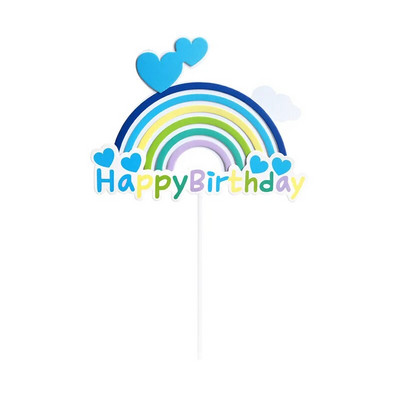 Happy Birthday Cake Topper Rainbow Heart Cake Supplies for Baby Shower Kids Adult 1st Birthday Favor Party Supplies
