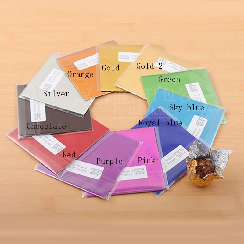 Nauja 100 vnt. / Partija 3,15 x 3,15 "pasidaryk pats" siuvimas įvairių spalvų saldainių pakuotės popierius šokolado kepimo aliuminio folija